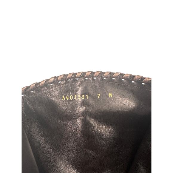 Stuart Weitzman Gold Leather Cowboy Boot 7 M Whipstitch Coastal Cowgirl Designer - Picture 15 of 16